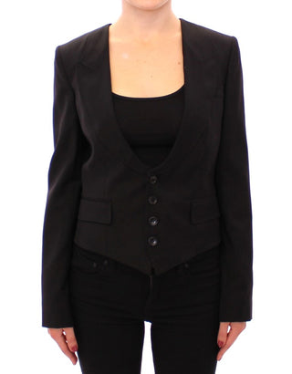 Elegant Silk-blend Black Blazer With Scarf Back Detail - Luxury for You