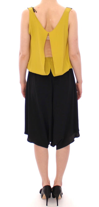 Elegant Silk Blend Shift Dress In Black And Yellow - Luxury for You