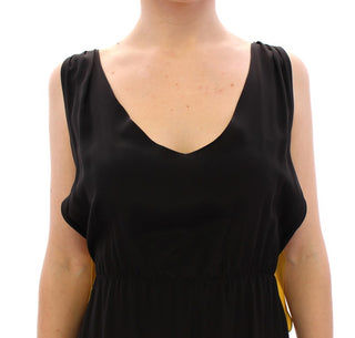 Elegant Silk Blend Shift Dress In Black And Yellow - Luxury for You