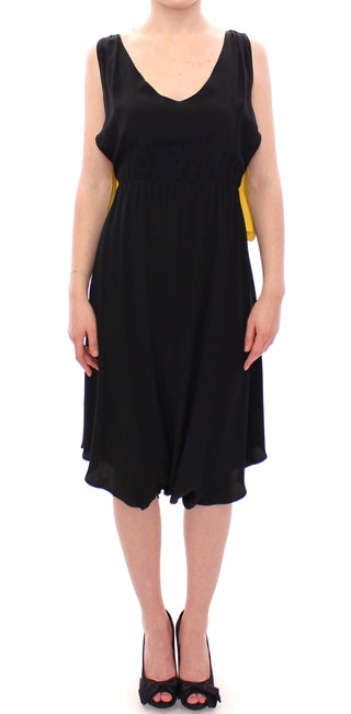 Elegant Silk Blend Shift Dress In Black And Yellow - Luxury for You