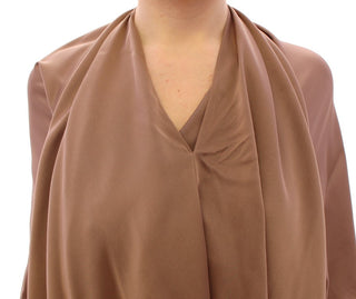 Elegant Brown Silk Shift Dress - Luxury for You