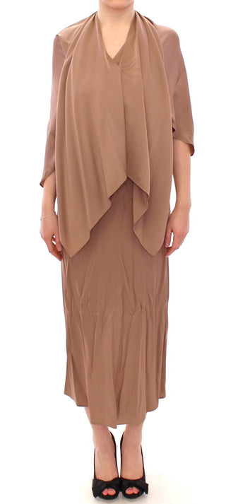 Elegant Brown Silk Shift Dress - Luxury for You