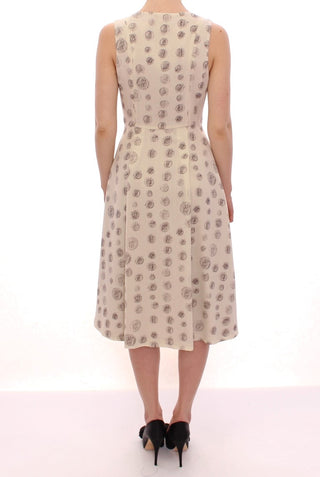 Elegant White Wool Shift Dress With Gray Print - Luxury for You