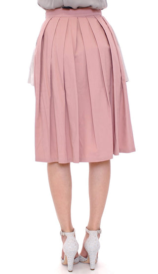 Elegant Pleated Knee-length Skirt In Pink And Gray - Luxury for You