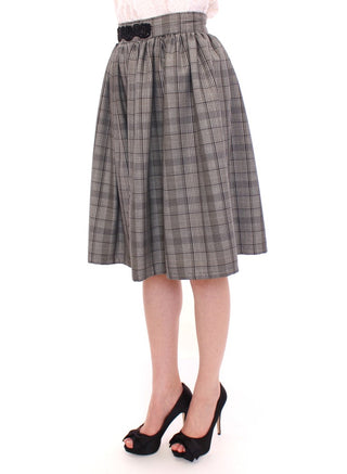 Elegant Gray Checkered Wool Shorts Skirt - Luxury for You