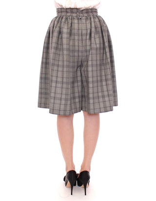 Elegant Gray Checkered Wool Shorts Skirt - Luxury for You