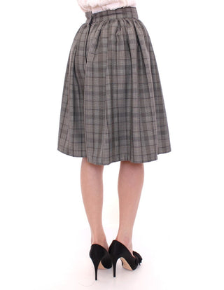 Elegant Gray Checkered Wool Shorts Skirt - Luxury for You