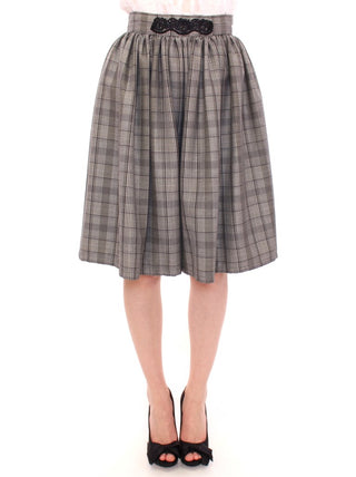 Elegant Gray Checkered Wool Shorts Skirt - Luxury for You