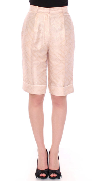 Exclusive Beige Brocade Above Knee Shorts - Luxury for You