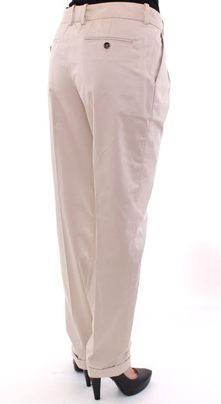 Elegant Beige Regular Fit Cotton Pants - Luxury for You