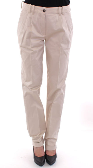 Elegant Beige Regular Fit Cotton Pants - Luxury for You