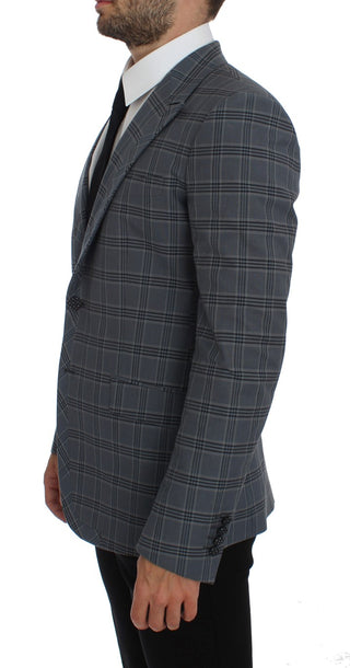 Elegant Blue Checkered Slim Fit Blazer - Luxury for You