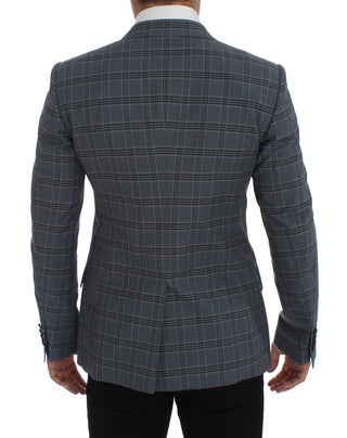 Elegant Blue Checkered Slim Fit Blazer - Luxury for You