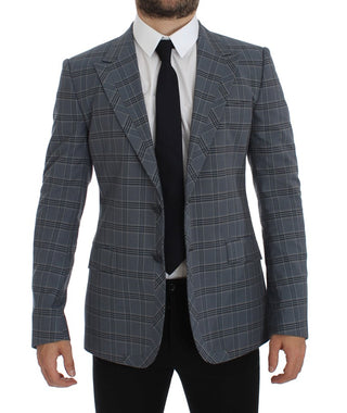 Elegant Blue Checkered Slim Fit Blazer - Luxury for You