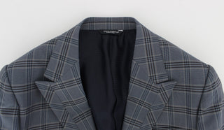 Elegant Blue Checkered Slim Fit Blazer - Luxury for You