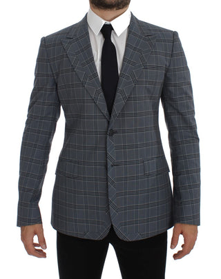 Elegant Blue Checkered Slim Fit Blazer - Luxury for You