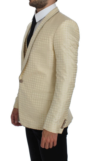 Sophisticated Beige Polka Dotted Blazer & Vest - Luxury for You