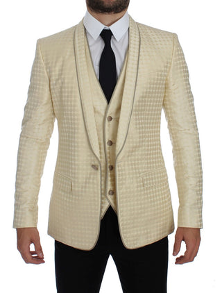 Sophisticated Beige Polka Dotted Blazer & Vest - Luxury for You