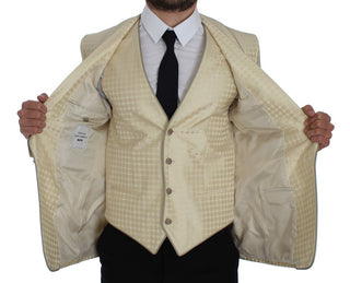 Sophisticated Beige Polka Dotted Blazer & Vest - Luxury for You