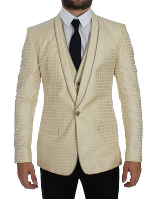 Sophisticated Beige Polka Dotted Blazer & Vest - Luxury for You