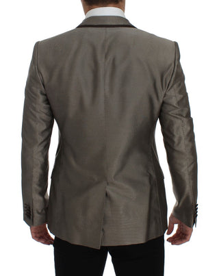 Elegant Brown Silk Two-button Slim Blazer - Luxury for You