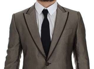 Elegant Brown Silk Two-button Slim Blazer - Luxury for You