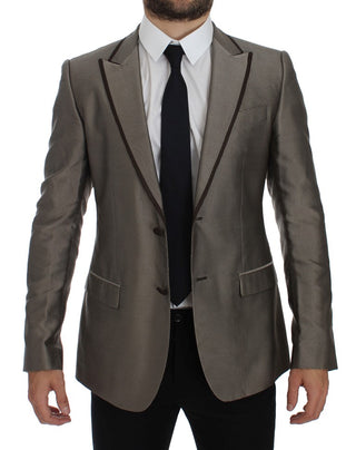 Elegant Brown Silk Two-button Slim Blazer - Luxury for You