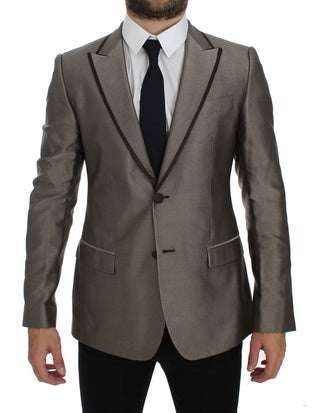 Elegant Brown Silk Two-button Slim Blazer - Luxury for You