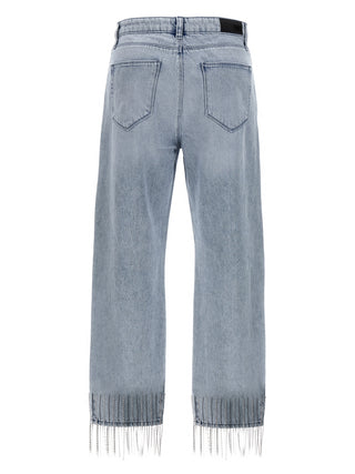 Rhinestone Fringed Jeans