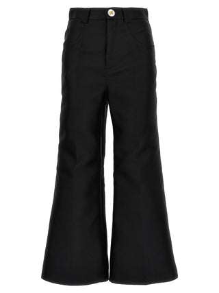 Cropped Silk Blend Pants