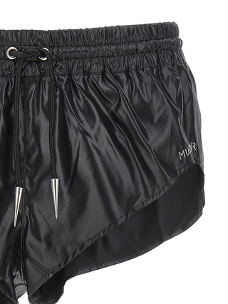 Shiny Effect Fabric Swimsuit Shorts