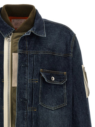 Nylon Insert Denim Jacket