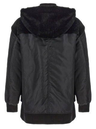 Merino Straight-nylon Hooded Bomber Jacket,