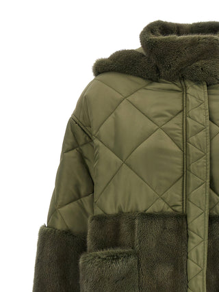 Nylon Diamond-visone Long Down Jacket