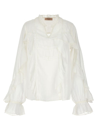 Embroidery Ruffle Blouse