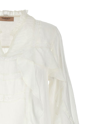 Embroidery Ruffle Blouse