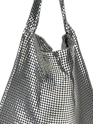 Silver Pixel Metallic Shopping Bag