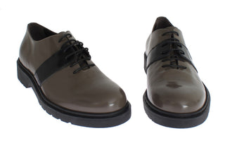 Elegant Gray Brown Leather Lace-up Shoes - Luxury for You