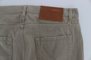 Beige Straight Fit Cotton Jeans For Men - Luxury for You