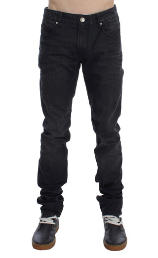 Sleek Gray Slim Fit Italian Mens Jeans - Luxury for You