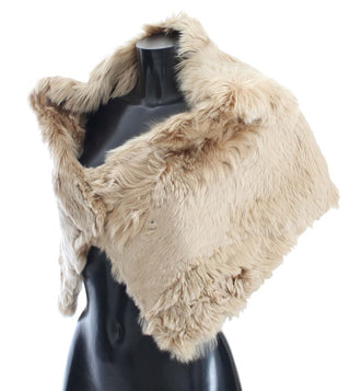 Elegant Alpaca Fur Shoulder Wrap In Beige - Luxury for You