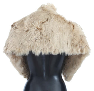 Elegant Alpaca Fur Shoulder Wrap In Beige - Luxury for You