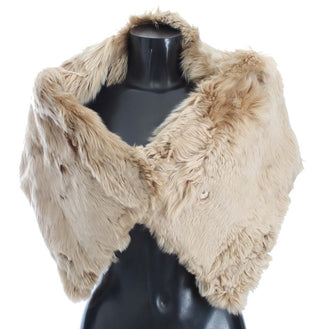 Elegant Alpaca Fur Shoulder Wrap In Beige - Luxury for You