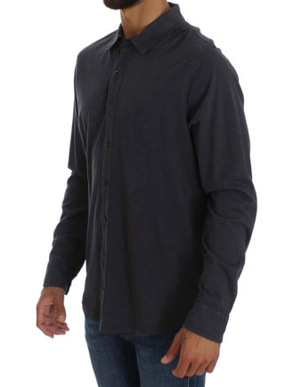 Sleek Gray Casual Cotton Shirt - Luxury for You