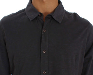 Sleek Gray Casual Cotton Shirt - Luxury for You