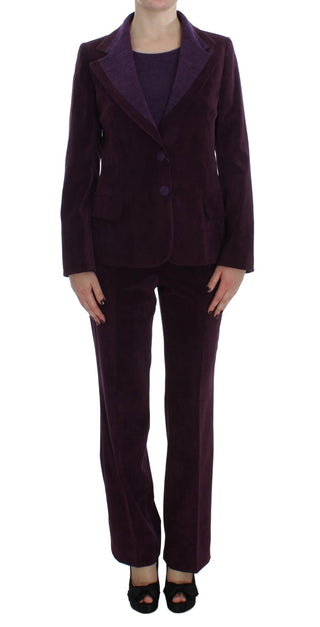 Elegant Purple Wool Blend Three Piece Suit Set - Luxury for You