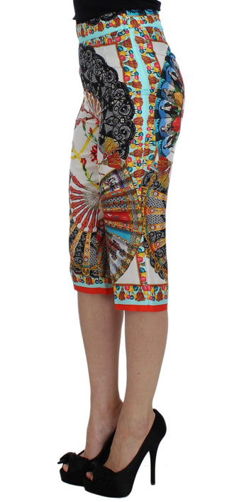 Multicolor Majolica Silk Capri Pants - Luxury for You