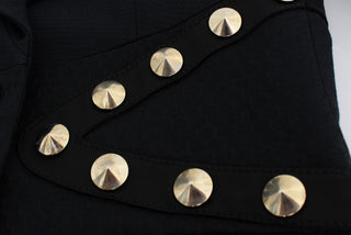 Chic Black Stretch Blazer With Gold Button Detail - Luxury for You