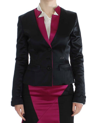 Chic Black And Pink Single-breasted Blazer - Luxury for You