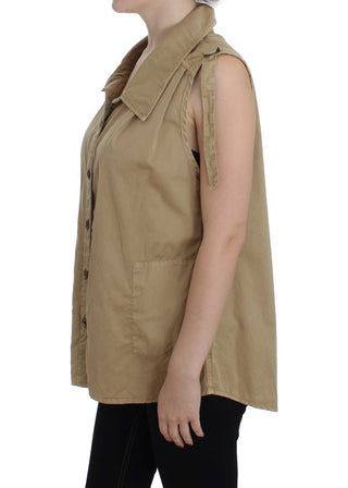 Beige Sleeveless Cotton Blouse - Luxury for You